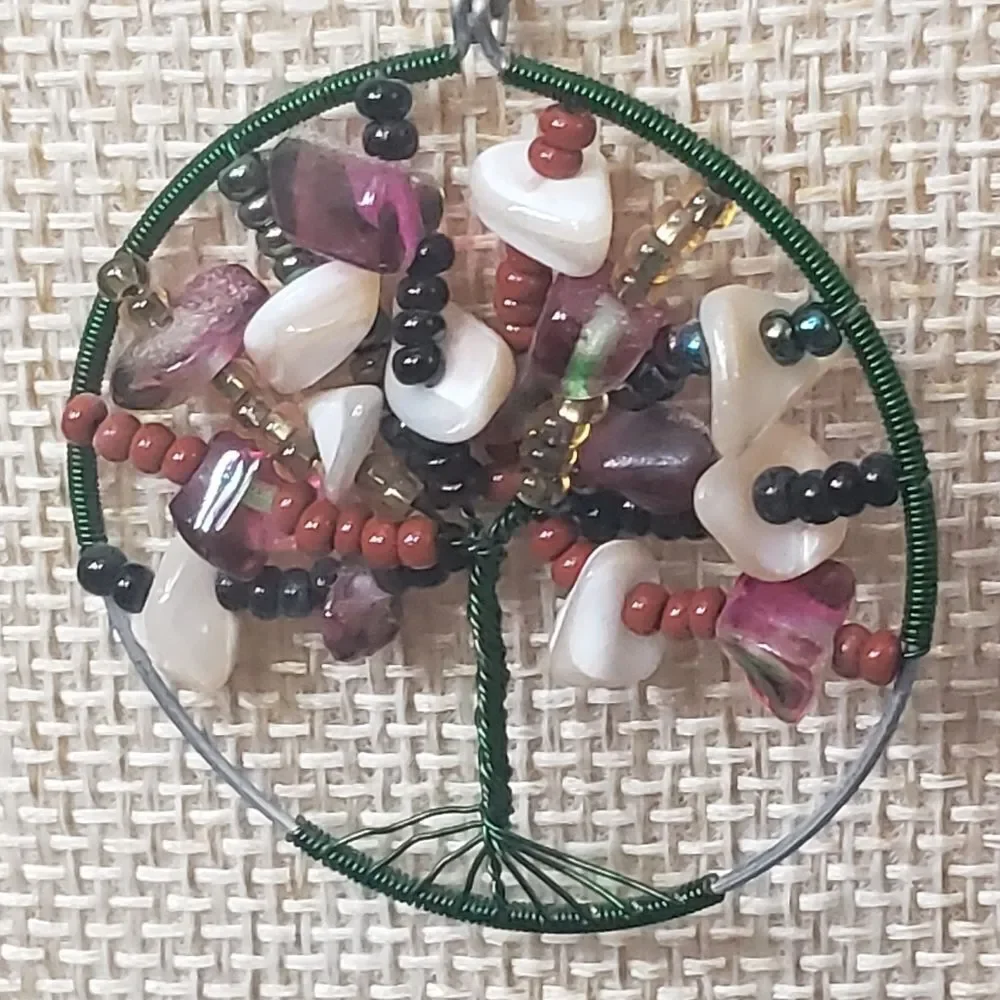 TREE OF LIFE Wire-Wrapped Beaded Pendant Necklace